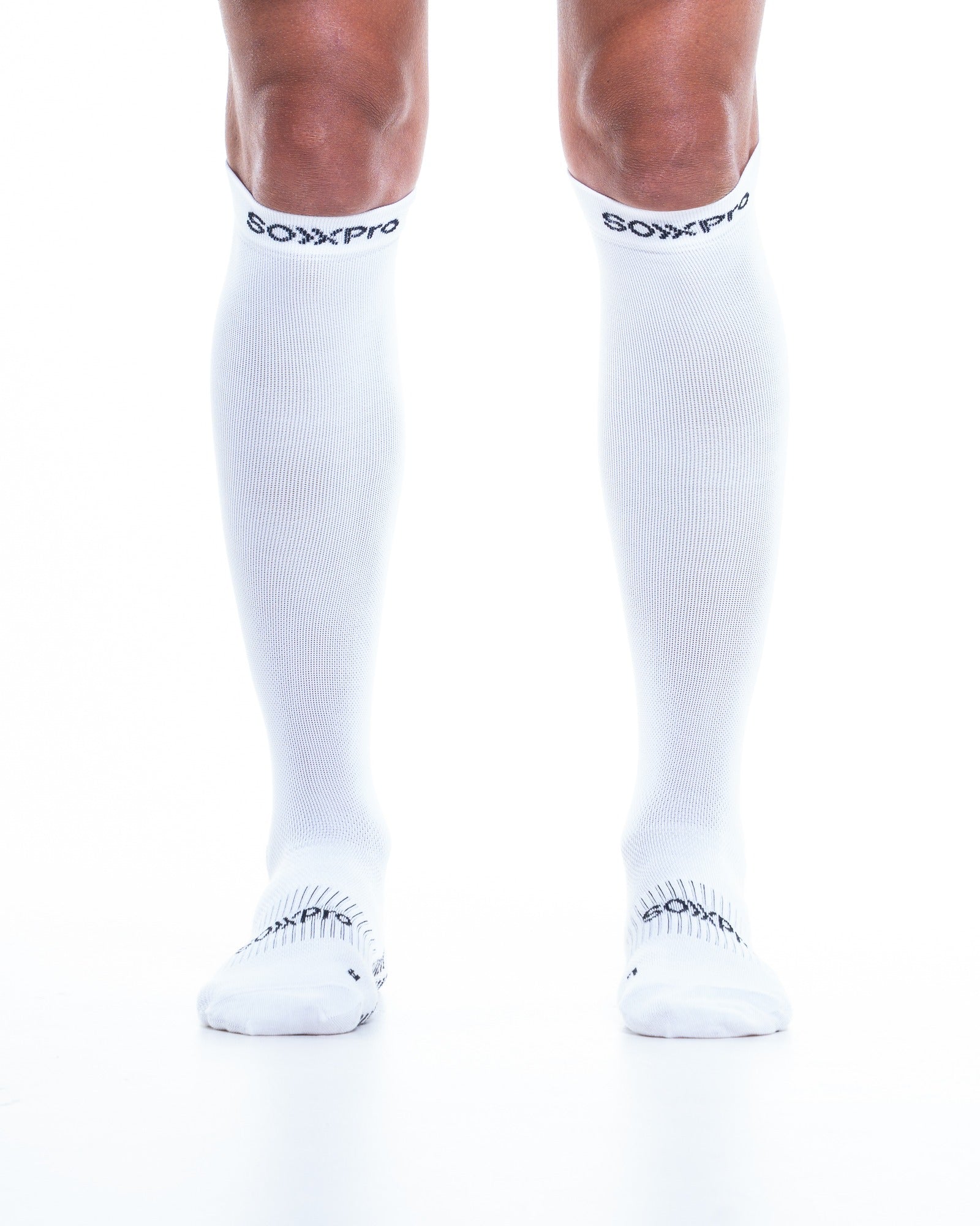 SOXPro Compression bianca indossata - vista frontale